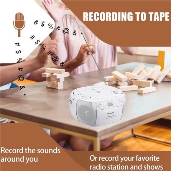 CD and Cassette Player Combo, Portable Boombox AM FM Radio, Tape Recording - Picture 6 of 6